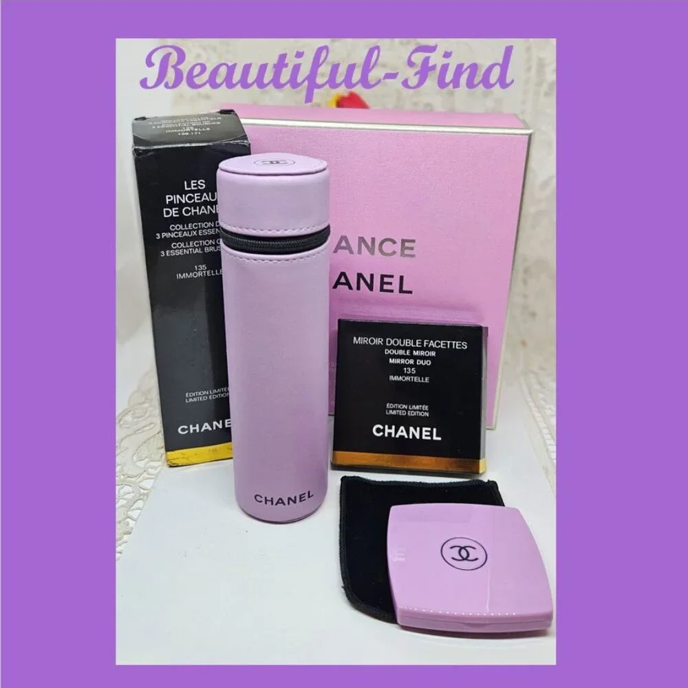 CHANEL CODES Les Pinceaux Brush & Mirror Set ~ 135 Immortelle Lavender NIB